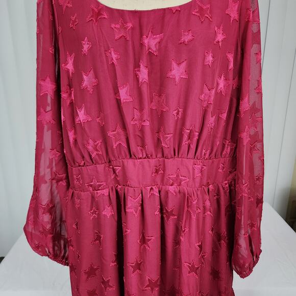 Torrid Midi Clip Dot Chiffon Tiered Dress Beaujolais Burgundy Plus Size 2X New - Picture 8 of 14